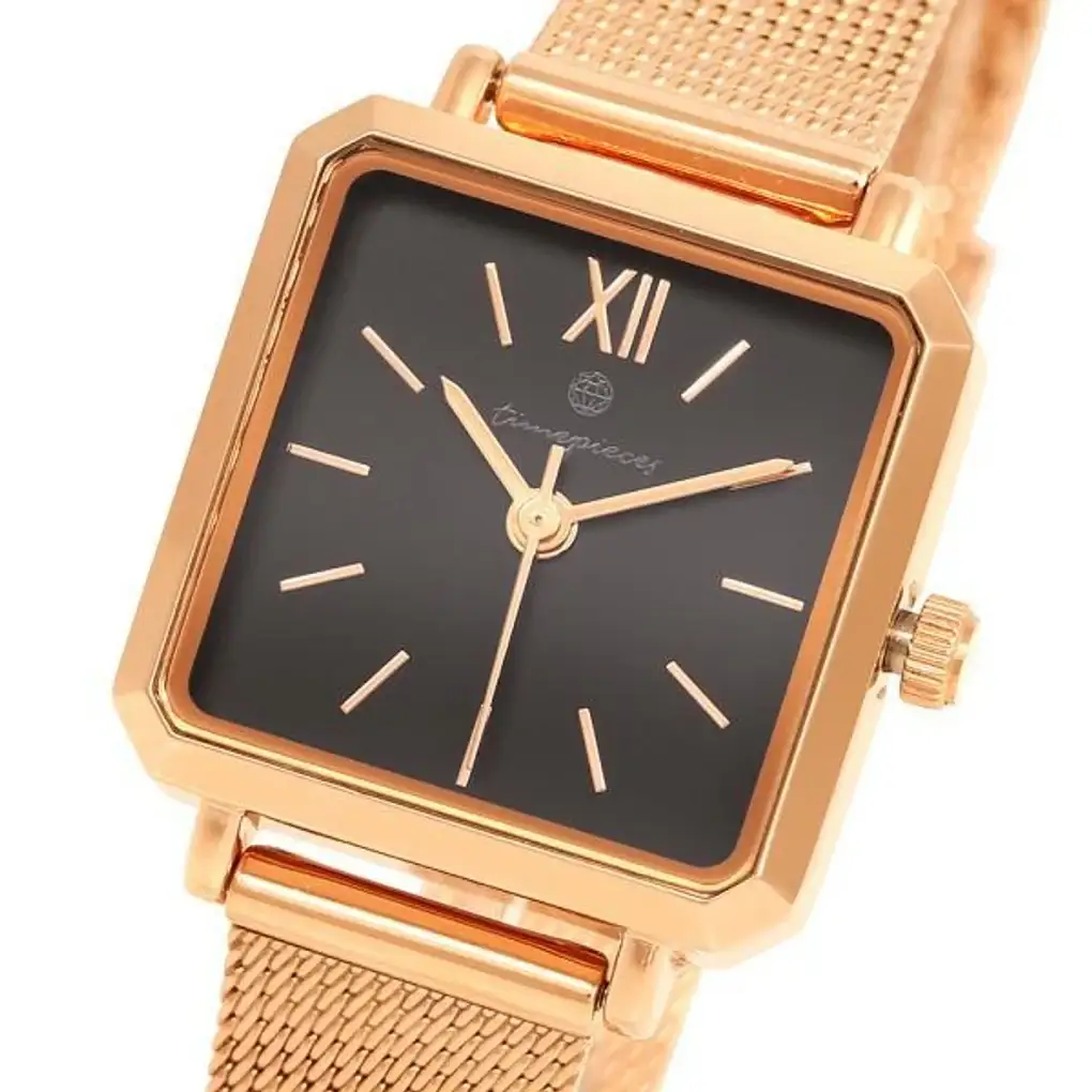 OST - Dreams and Luck Square Black Rose Gold Women's Mesh Watch - Image 3
