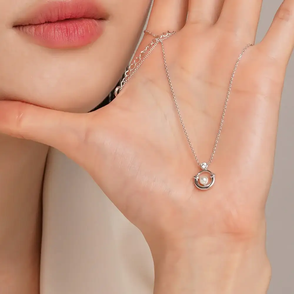 OST - Lucky Rock Horseshoe Stone Pearl Necklace - Image 5