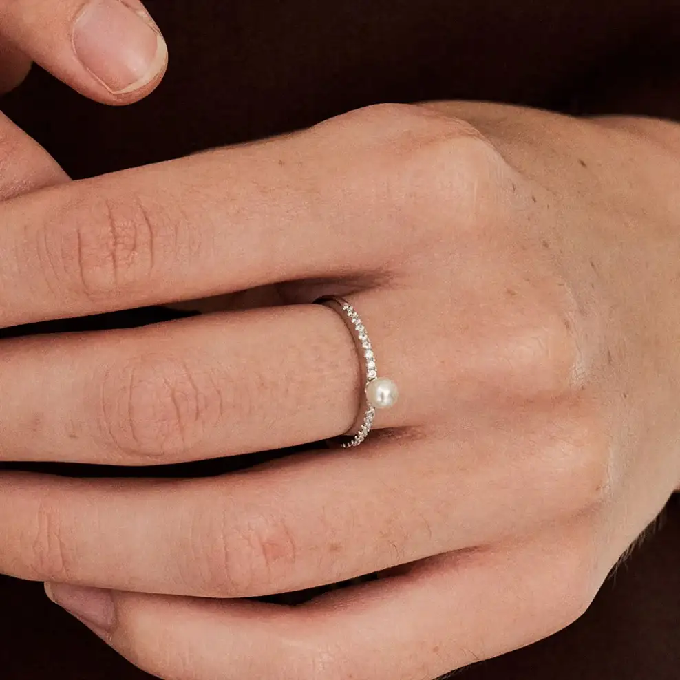OST - Mini White Pearl Ring - Image 3