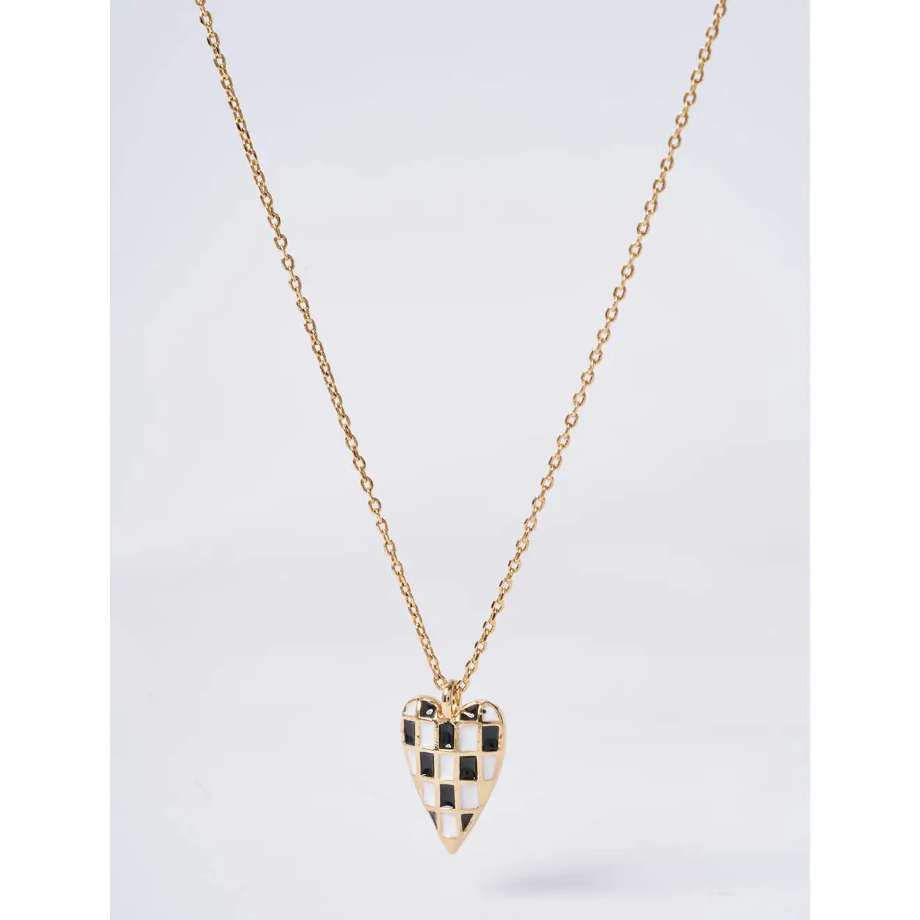 OST - POPTS Collection Black Checkerboard Heart Necklace