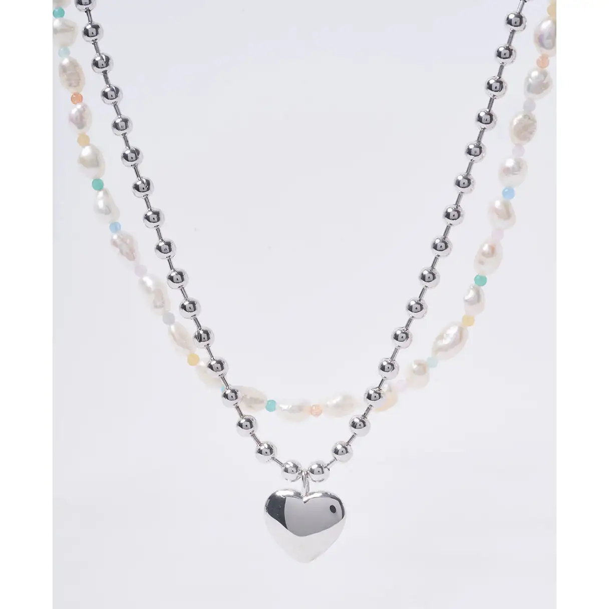 OST - POPTS Collection Pastel Baroque Pearl Earth Heart Necklace