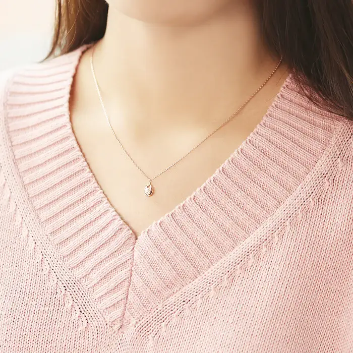 OST - Shining Pearl Rose Gold Necklace in Water Drops - Image 6