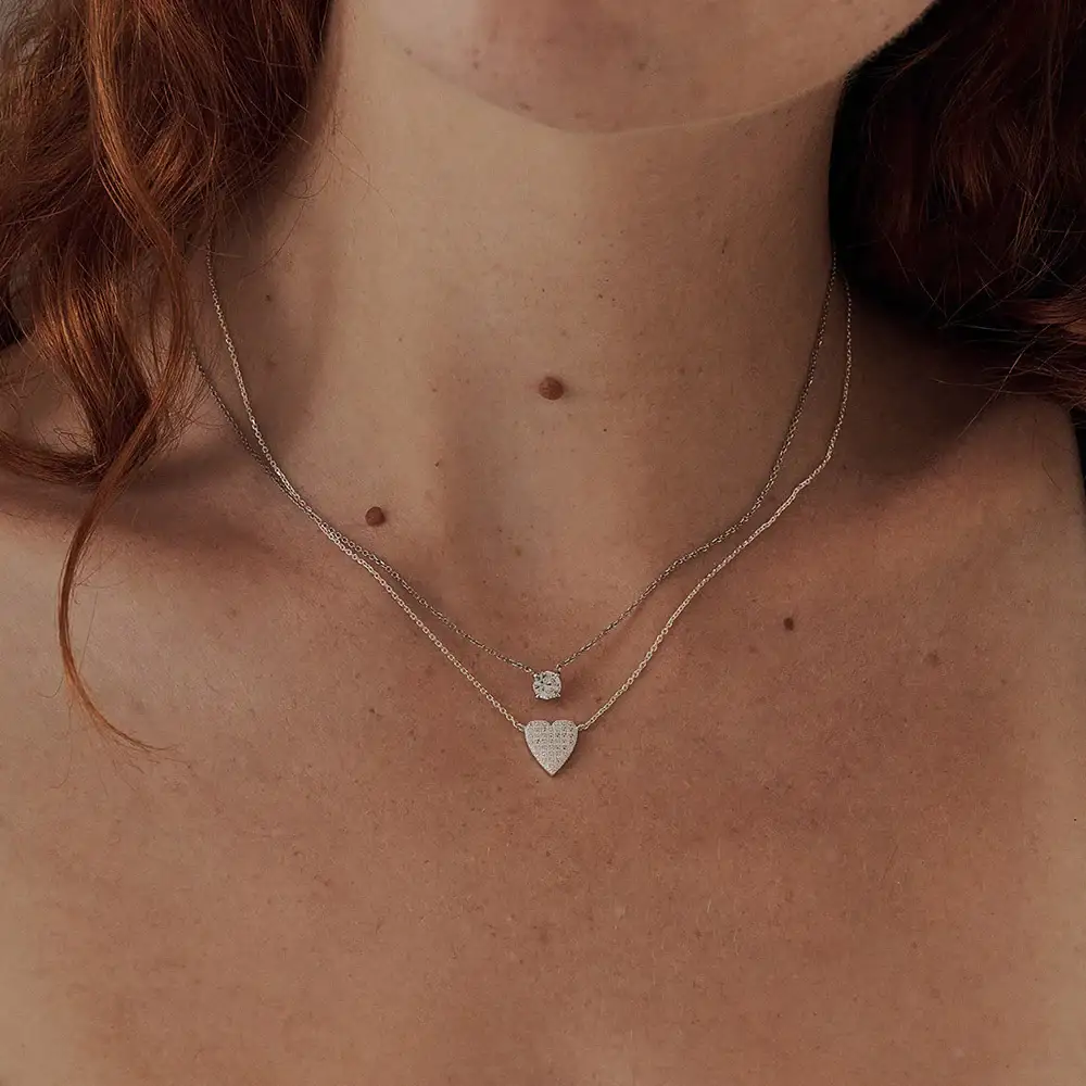 OST - Simulated Diamond Round Silver Necklace - Image 2