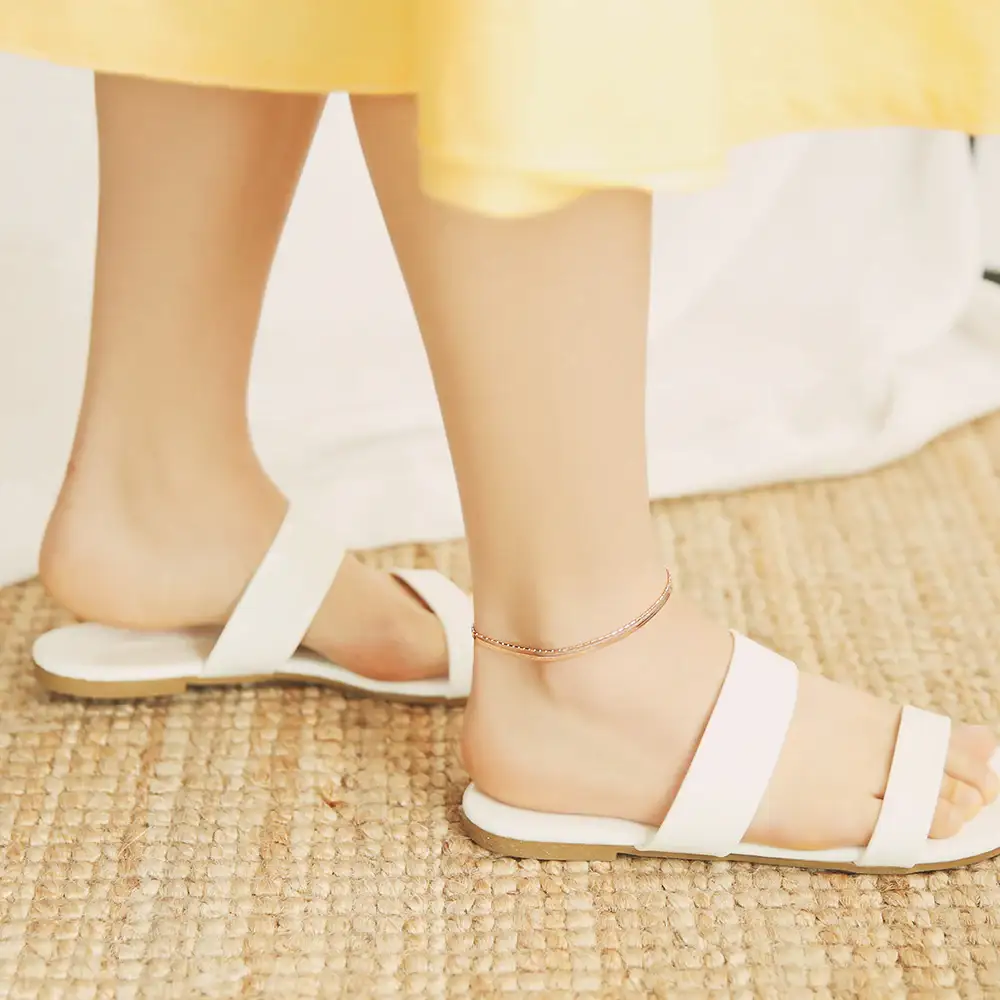OST - Slim Basic Double Chain Rose Gold Anklet - Image 3