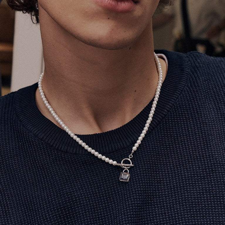 OST - Transparent Lock Pearl Necklace - Image 4