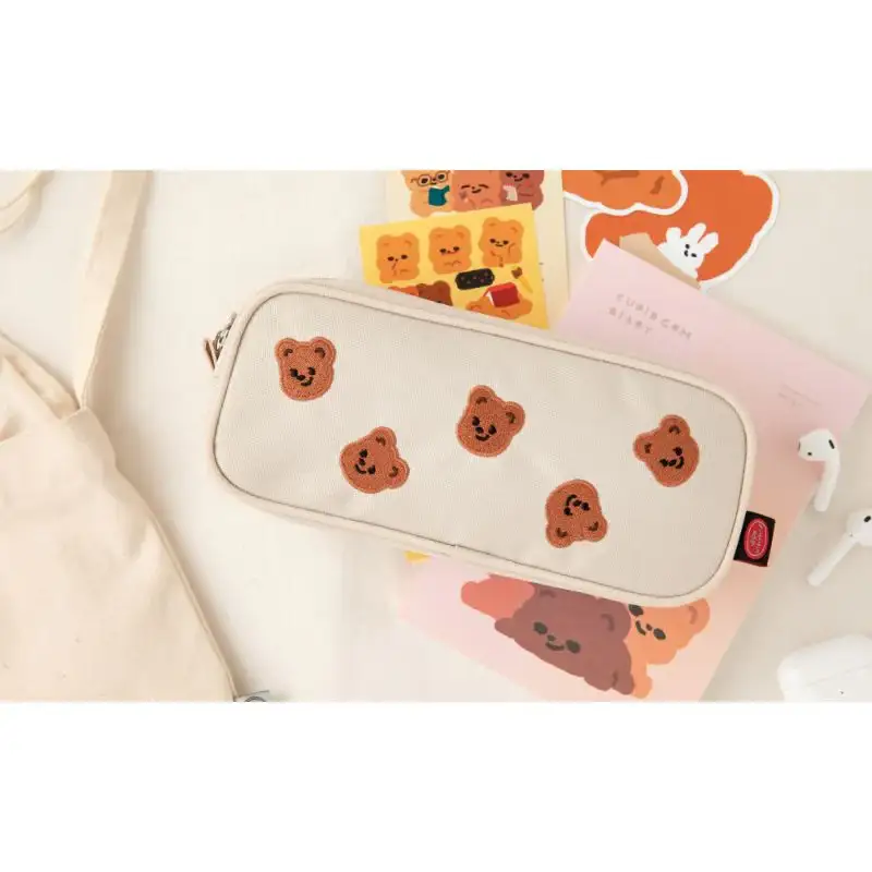 Pureureumdesign x 10x10 - Cupid Bear Embroidery Pencil Pouch - Image 2