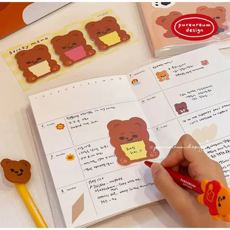 Pureureumdesign x 10x10 - Cupid Bear Sketchbook Sticky Notes - Image 3