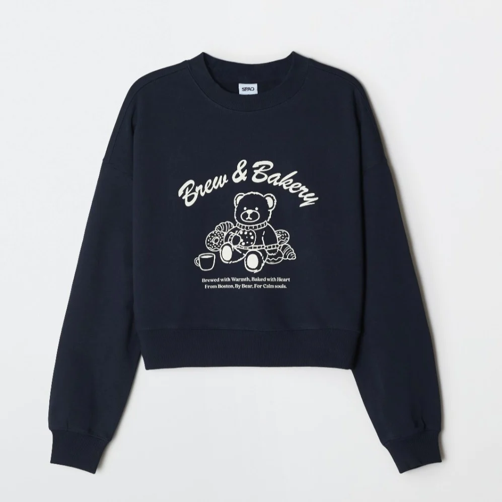 SPAO - Sweet Bear Crop Sweatshirt - Image 3