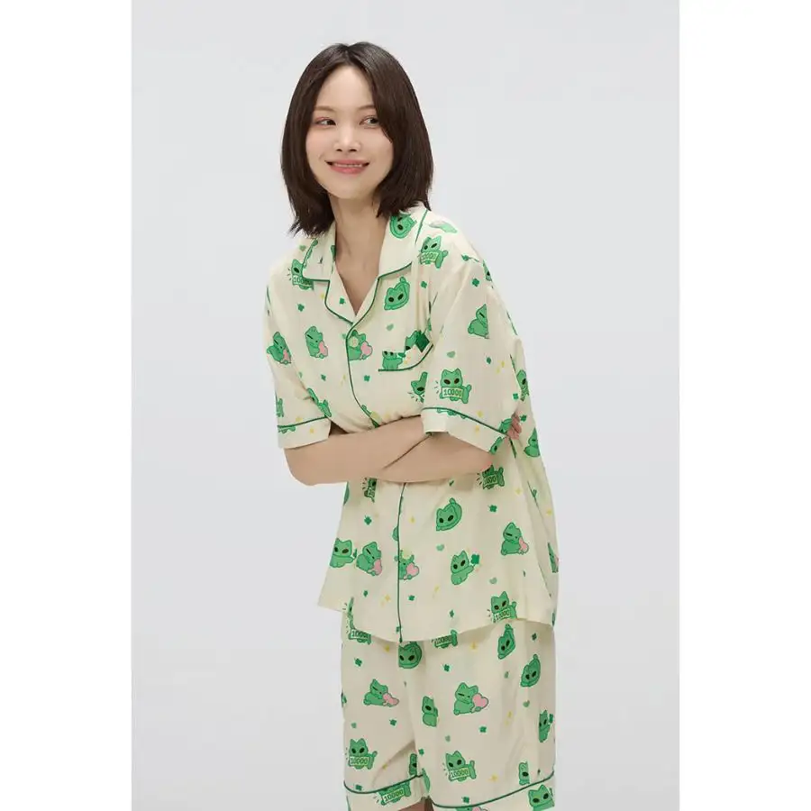 SPAO x Earthlings - Hello Earthling Short Sleeve Pajamas Set (Green) - Image 4