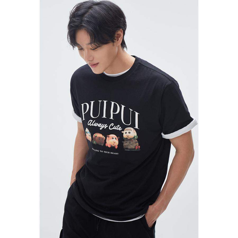 SPAO x Pui Pui Moruka - Short Sleeve T-Shirt (Black) - Image 5