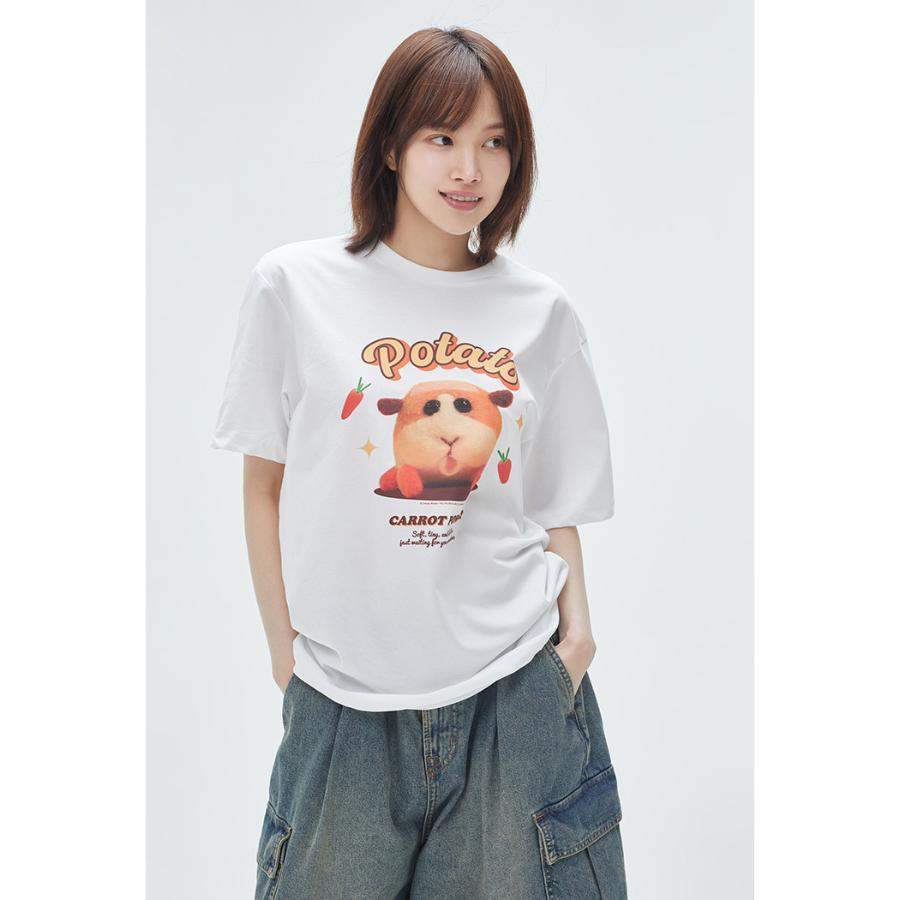 SPAO x Pui Pui Moruka - Short Sleeve T-Shirt (Orange)