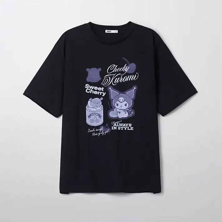 SPAO x Sanrio Characters - Short Sleeve T-Shirt (BLACK)