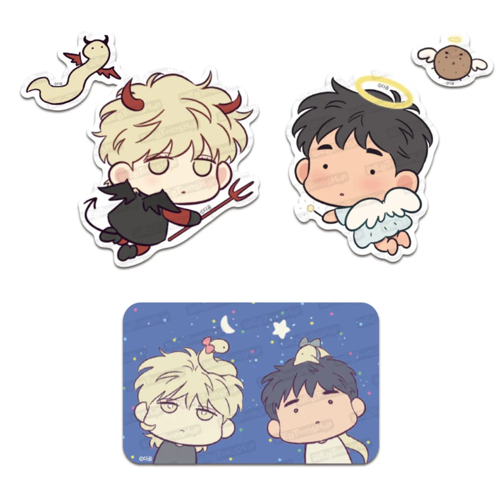 The Sacred Serpent's Seduction - Big Cut-Out Sticker Set (Angel Demon Set)