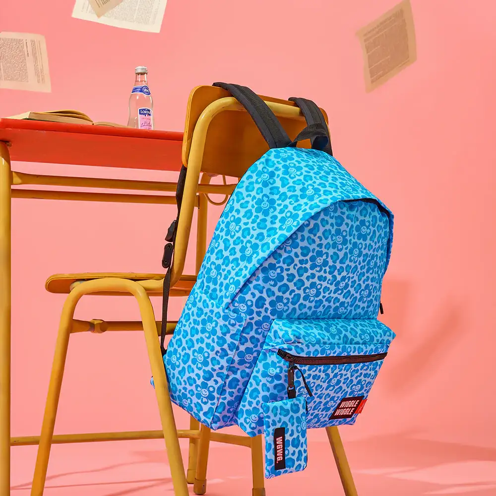 Wiggle Wiggle - Smile We Love Safari Blue Pattern Backpack (L)